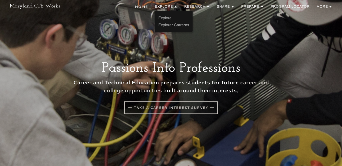 Maryland CTE Works homepage